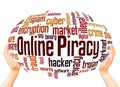 Online piracy word cloud sphere concept