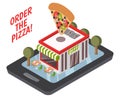 Online Pizzeria Isometric Composition