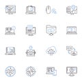 Online platform line icons collection. Accessibility, Availability, Convenient, Seamless, Web-based, Flexible