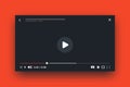 Online player. Live stream video mockup, media player layout with UI elements, timecode and buttons. Vector web screen