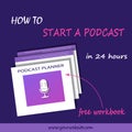 Online podcast course concept with planner.