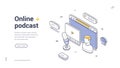 Online Podcast And Streaming Show Isometric Banner Vector Illustration Royalty Free Stock Photo