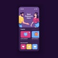 Online podcasts app smartphone interface vector template
