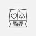 Online Poker concept vector outline icon. Pair of Aces symbol