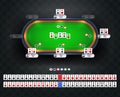 Online poker room with full deck of playing cards and poker chips