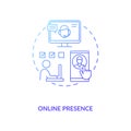 Online presence blue gradient concept icon