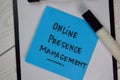 Online Presence Management write on sticky notes isolated on Wooden Table Royalty Free Stock Photo