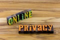 Online privacy internet security technology computer network protection letterpress Royalty Free Stock Photo