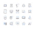 Online privacy line icons collection. Encryption, Anonymity, Passwords, Cybersecurity, Tracking, Surveillance, Hacking