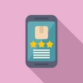 Online product review icon flat vector. Business cube