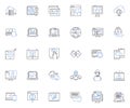 Online programming line icons collection. Coding, Web development, JavaScript, Python, Java, Database, HTML vector and Royalty Free Stock Photo