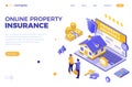 Online Propery House Insurance Isometric Royalty Free Stock Photo