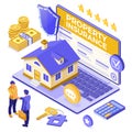 Online Propery House Insurance Isometric