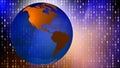 Technology news binary globe rectangles future of global communication and cyber security in digital world of binary code