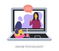 Online Psychologist concept on white background, flat design