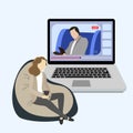 Online psychotherapy with patient, therapy mental illustration