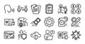 Online question, Certificate and Project edit line icons set. Vector