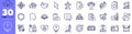 Online question, Manual and Electricity consumption line icons pack. For web app. Vector