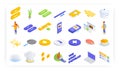 Online recipes and cooking books, vector isometric icon set. The most popular and saved food recipes.