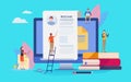 Online Recruitment. Human resource. People vector illustration. Flat cartoon character graphic design. Landing page template Royalty Free Stock Photo