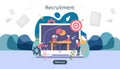 online recruitment or Job hiring concept with tiny people character. select a resume process. agency interview. template for web