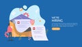 online recruitment or Job hiring concept with tiny people character. select a resume process. agency interview. template for web Royalty Free Stock Photo