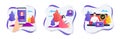 Online register icons set. User registration or sign up banners. Mobile phone login and password. Vector