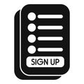 Online registration form with button for signing up Royalty Free Stock Photo