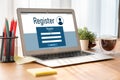 Online registration form for modish form filling Royalty Free Stock Photo