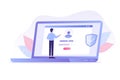 Online registration and sign up concept. Young man signing up or login to online account on laptop. User interface. Secure login