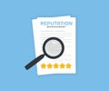 Online Reputation Management, Client Rating Document papers. Business concept logo design.