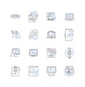 Online resources line icons collection. Internet, Web, Websites, Databases, E-learning, Online courses, Tutorials vector