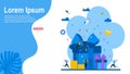 Online reward , Group of people receive a gift box vector illustration concept with Tiny People Character Concept