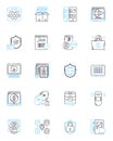 Online Safety linear icons set. Cybersecurity, Passwords, Privacy, Antivirus, Malware, Encryption, Phishing line vector