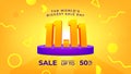 11.11 Online sale banner template. Global shopping world sales day poster on yellow background