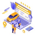 Online Sale Purchase Rental Sharing Car Isometric
