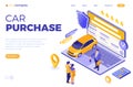 Online Sale Purchase Rental Sharing Car Isometric