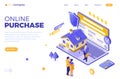 Online Sale Rent Mortgage House Isometric