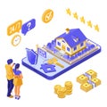 Online Sale Rent Mortgage House Isometric