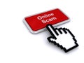 Online scam button on white