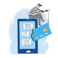Online scammer, cyber hacker concept. Vector illustration.