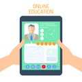 Online school and e-learning concept vector flat illustration. Royalty Free Stock Photo