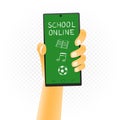 School online text and symbols on smartphone