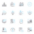 Online schooling linear icons set. Distance, Virtual, Education, Learning, E-learning, Digital, Remote line vector and