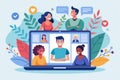 Online screen sharing session showcases diverse participants engaging in collaborative virtual discussions and interactions with Royalty Free Stock Photo