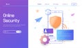 Online security technology, personal data protection and secure banking modern flat design concept vector Royalty Free Stock Photo