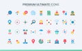 Online security trendy flat icons set, cybersecurity system and hosting on server, data update Royalty Free Stock Photo