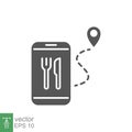 Online services food delivery icon. Restaurant or cafe map point