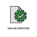 online services icon. phone message notification, fill up form list, advertising, stroke concept symbol design, receive