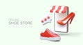 Online shoe store. Vector banner for social network